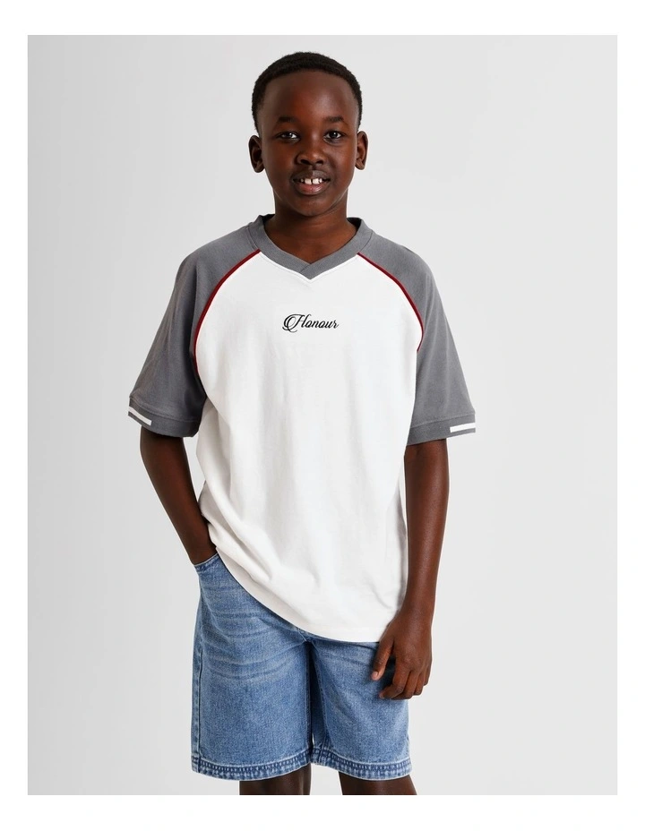 Raglan Tee in Grey and White image 5