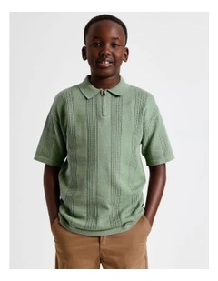 Zip Knit Polo in Sage