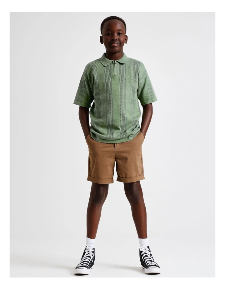 Zip Knit Polo in Sage image 2