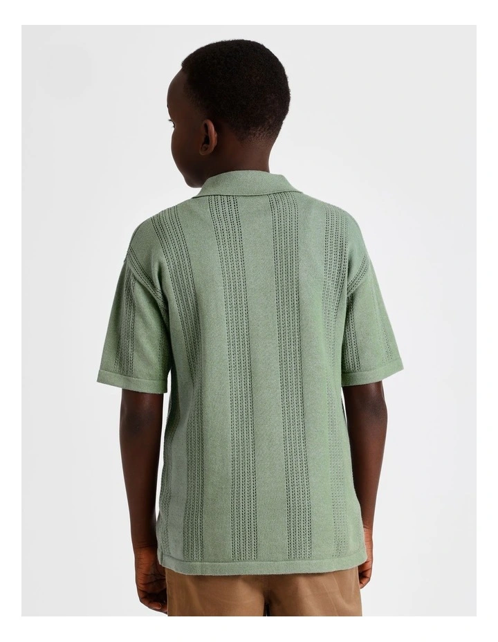 Zip Knit Polo in Sage image 5