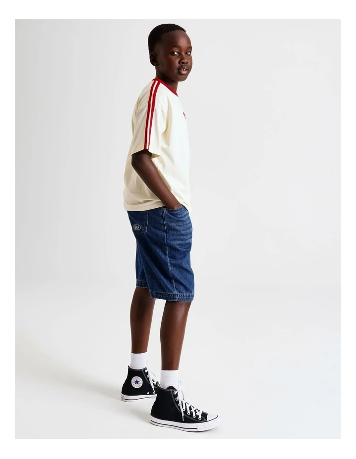 Stripe Shoulder Tee in Ecru image 4