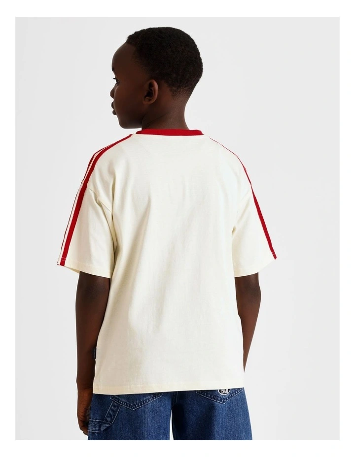 Stripe Shoulder Tee in Ecru image 6