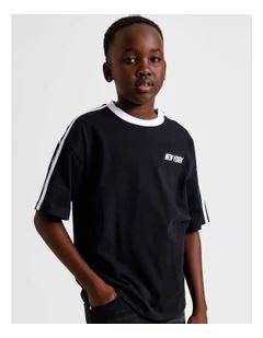 Stripe Shoulder Tee in Black