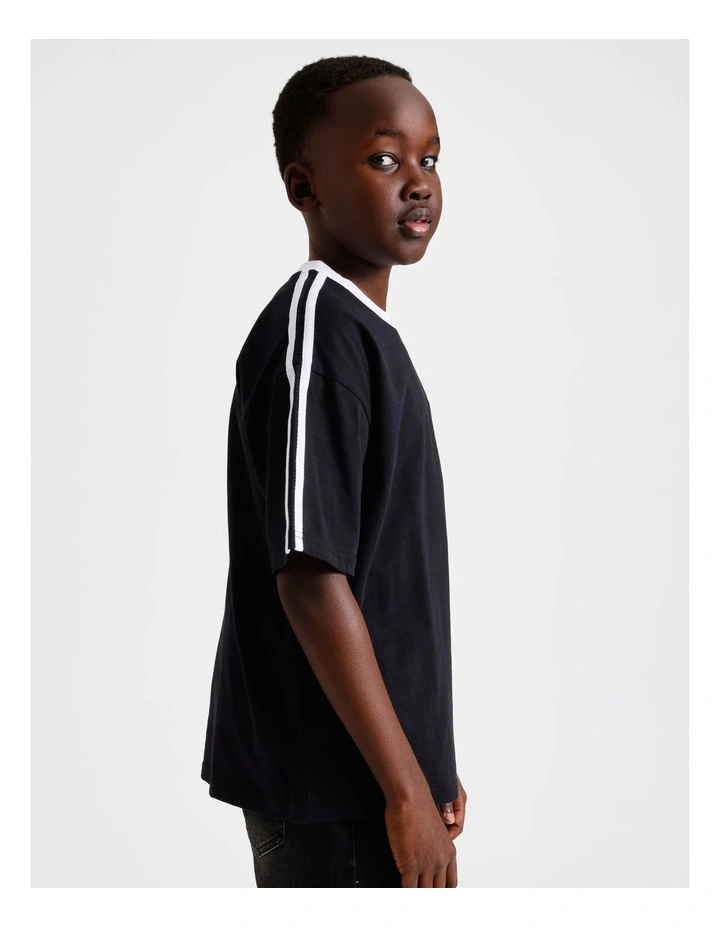 Stripe Shoulder Tee in Black image 3