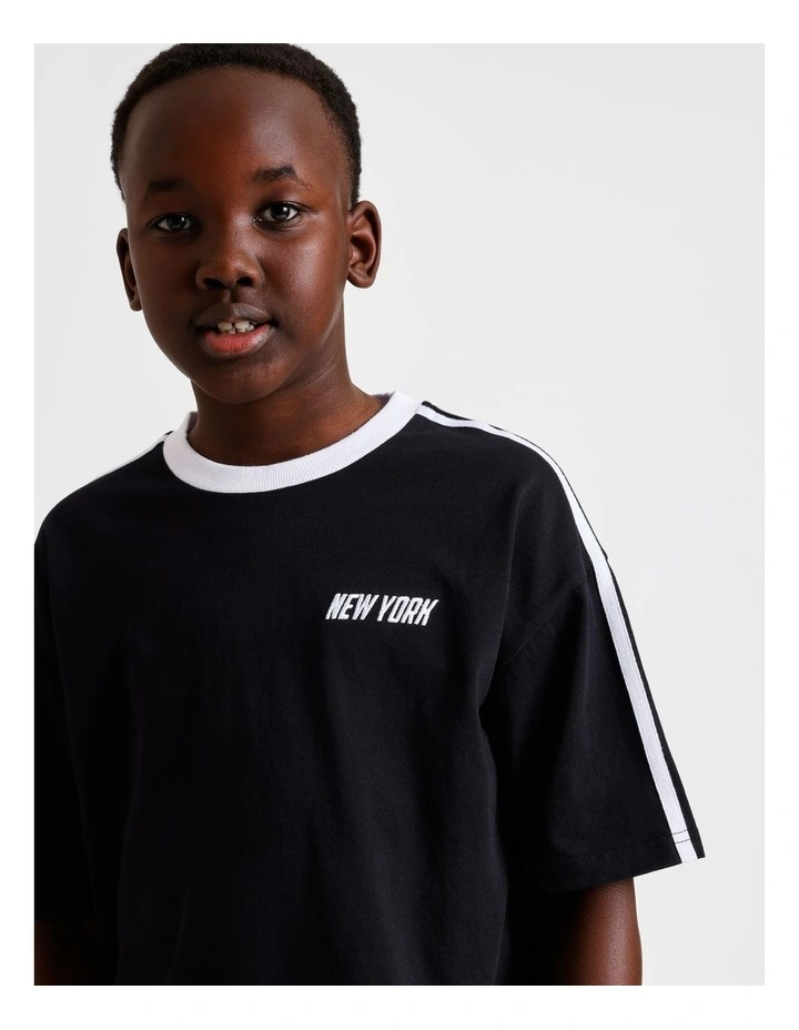 Stripe Shoulder Tee in Black image 4