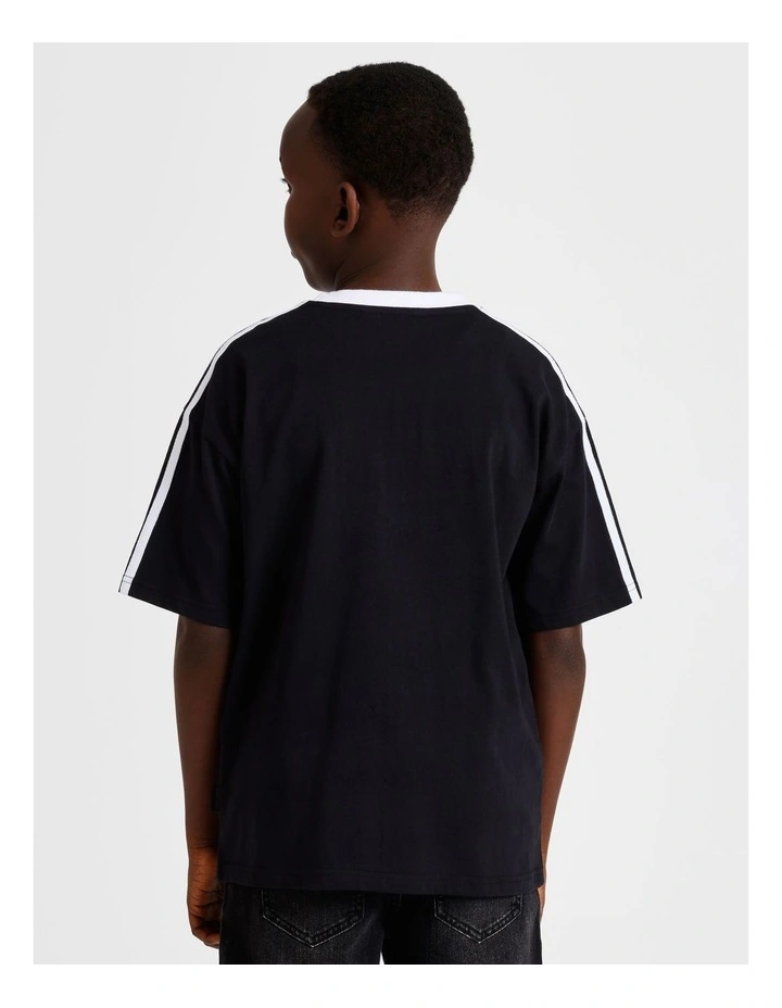 Stripe Shoulder Tee in Black image 6