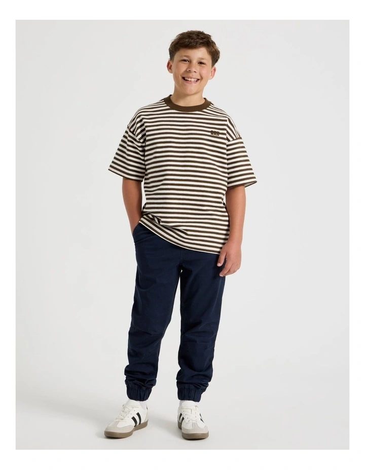 Textured Tee in Brown Stripe image 2