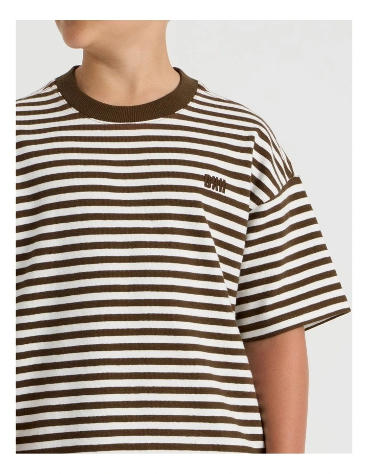 Textured Tee in Brown Stripe image 5
