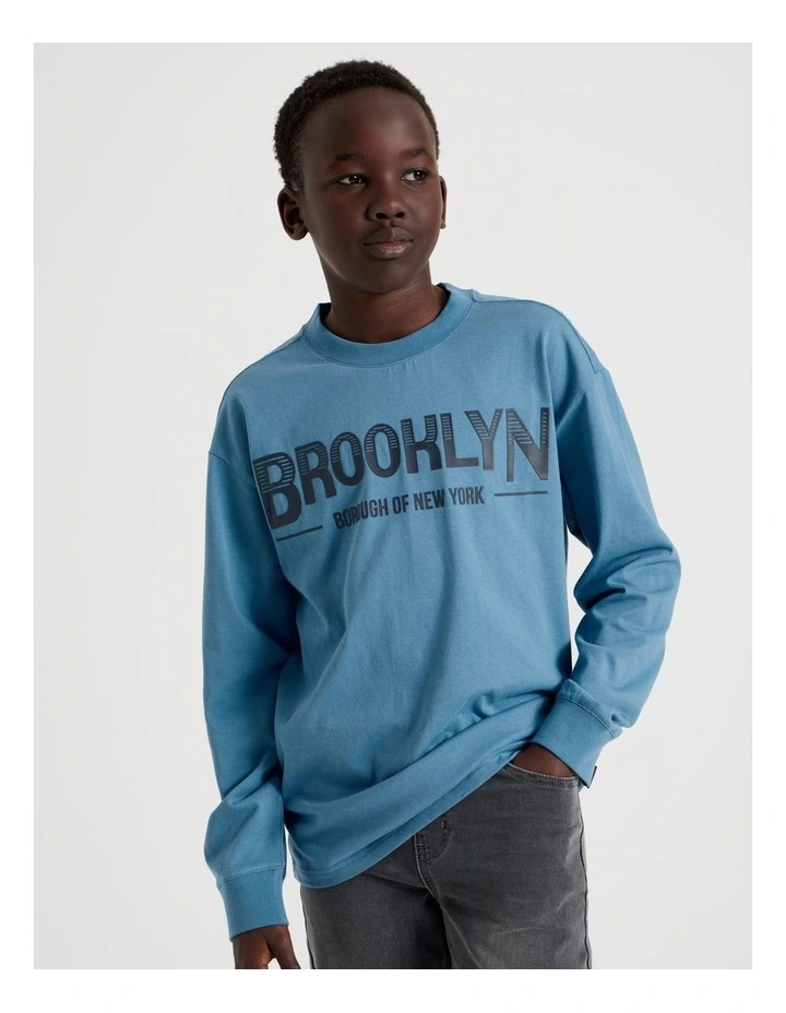 Long Sleeve Brooklyn Tee in Bluestone image 1