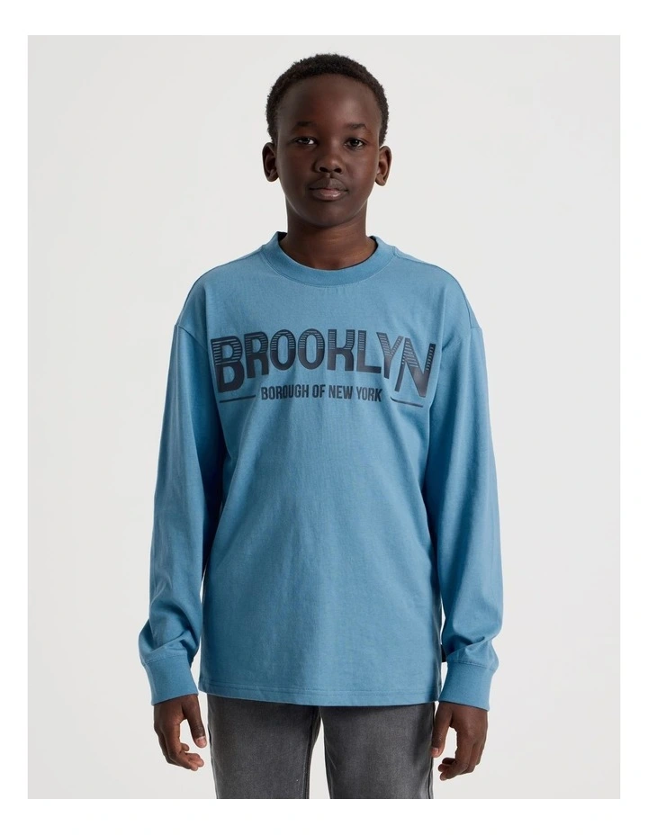 Long Sleeve Brooklyn Tee in Bluestone image 4