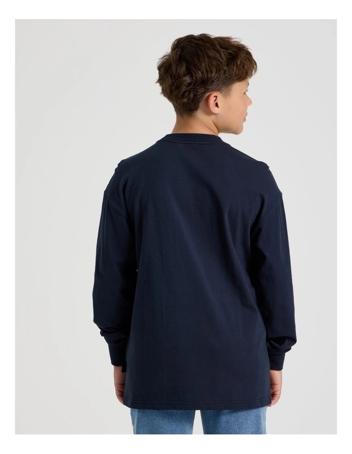 Long Sleeve Basketball Tee in Navy image 4