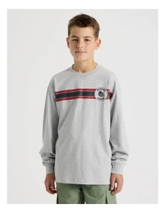 Long Sleeve Football Tee in Grey Marle