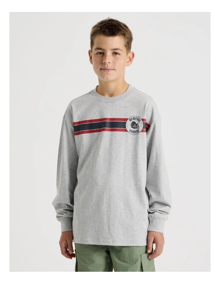 Long Sleeve Football Tee in Grey Marle image 1