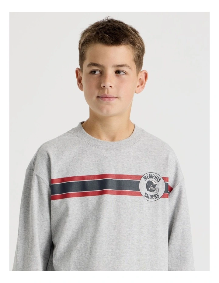 Long Sleeve Football Tee in Grey Marle image 4