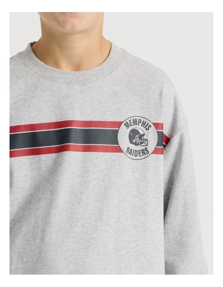 Long Sleeve Football Tee in Grey Marle image 5