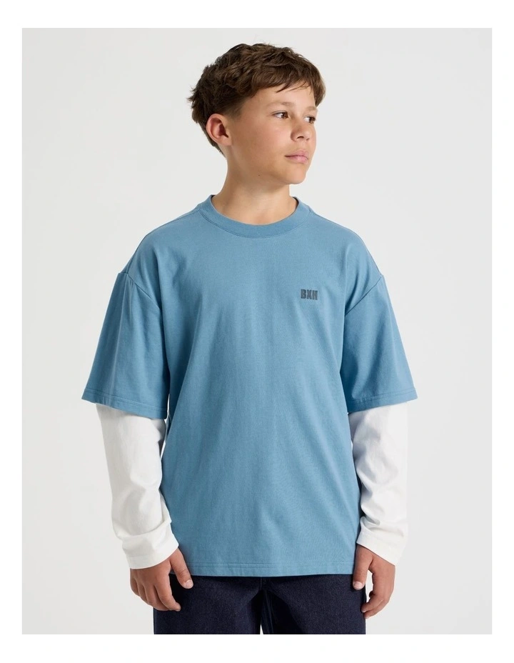 Skater Tee in White and Bluestone image 3