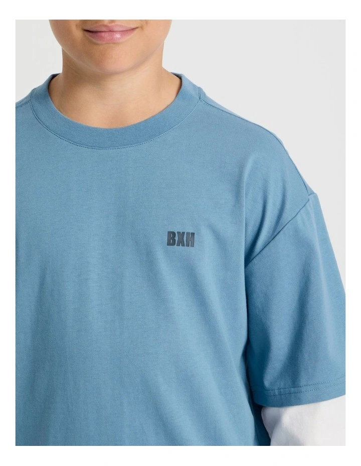 Skater Tee in White and Bluestone image 4