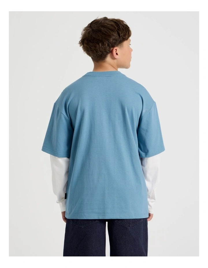 Skater Tee in White and Bluestone image 6