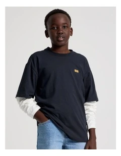 Skater Tee in White and Navy