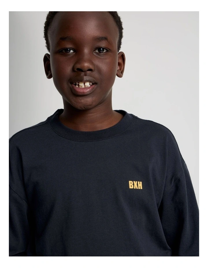 Skater Tee in White and Navy image 2