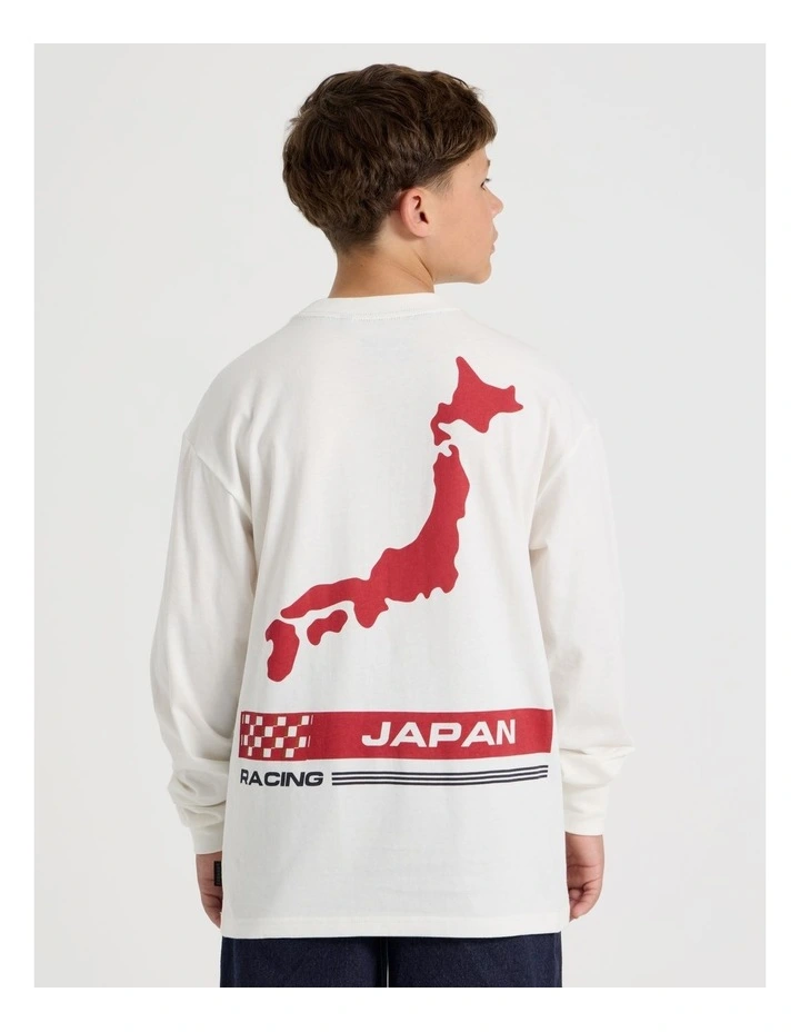 Long Sleeve Print Tee in Tokyo Ecru image 2