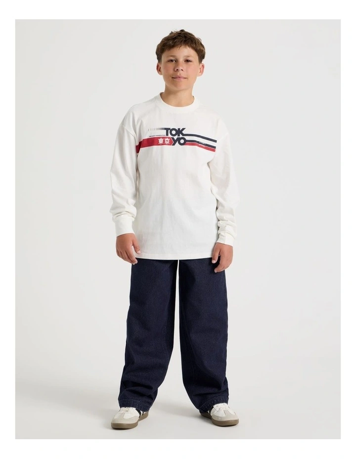 Long Sleeve Print Tee in Tokyo Ecru image 3