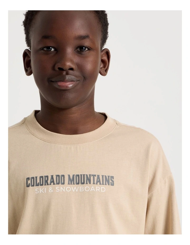 Long Sleeve Print Tee in Snowboarding in Sand image 4