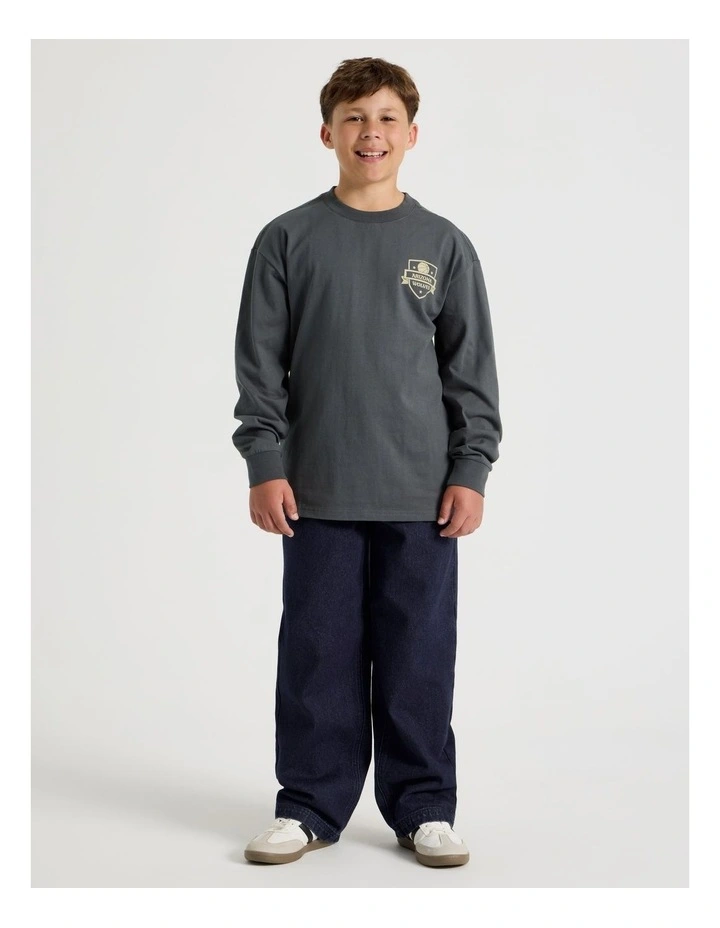 Long Sleeve Print Tee in Slam Dunk in Charcoal image 3