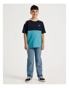 Short Sleeve Splice Tee in Blue