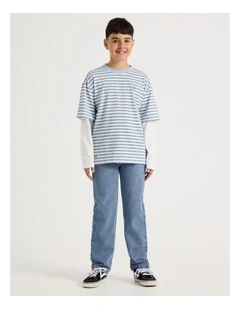 Skater Tee in Blue & Ecru Stripe
