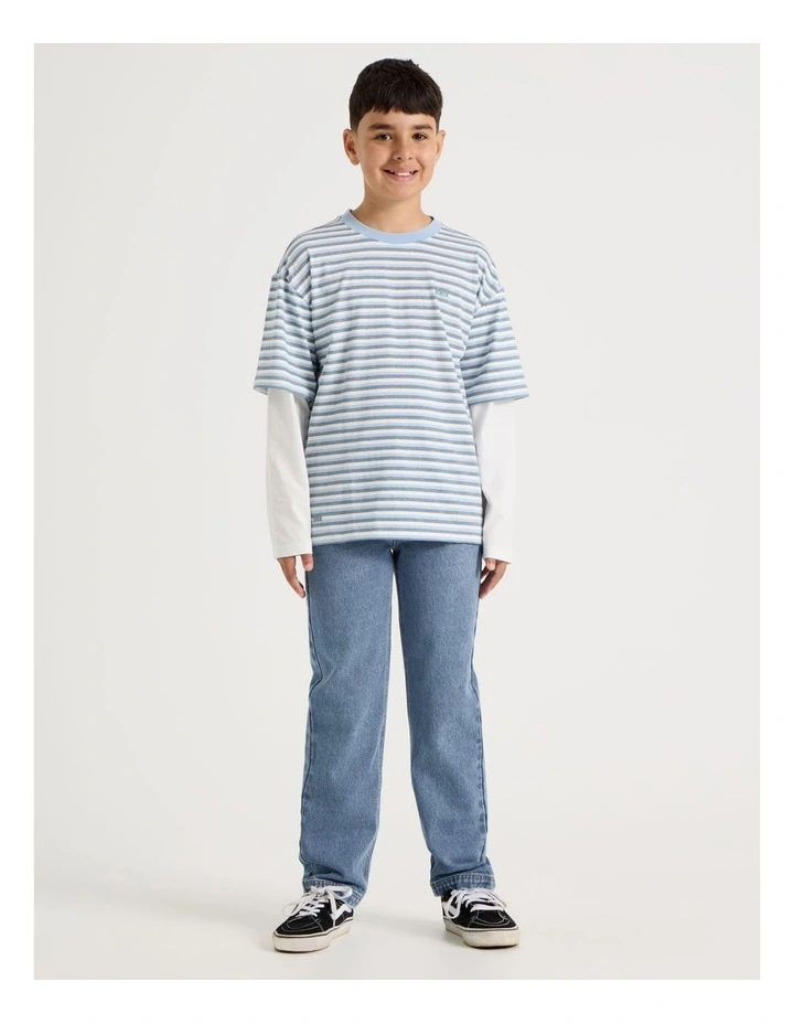 Skater Tee in Blue & Ecru Stripe image 1