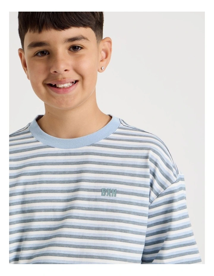 Skater Tee in Blue & Ecru Stripe image 3