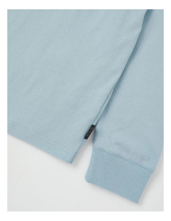 Long Sleeve Print Tee in Raceway in Light Blue image 5