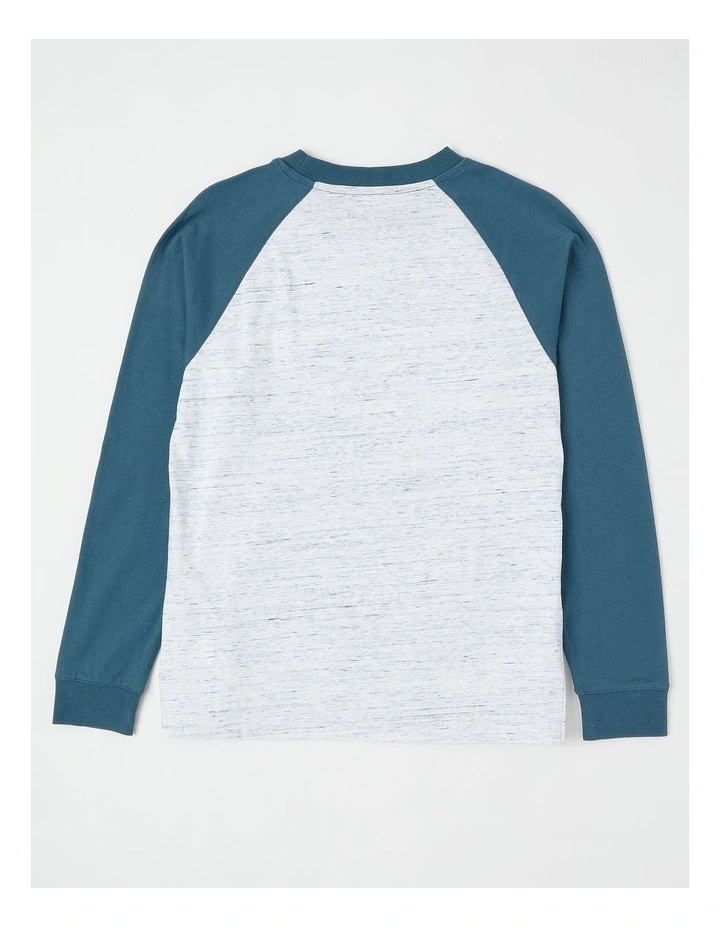 Long Sleeve Raglan Tee in Space Dye & Blue image 3