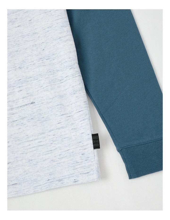 Long Sleeve Raglan Tee in Space Dye & Blue image 4