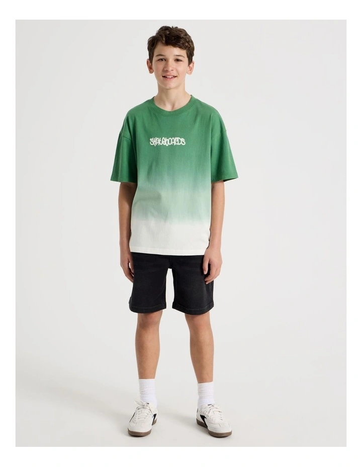 The Edit Short Sleeve Print Tee in Ombre Khaki image 2