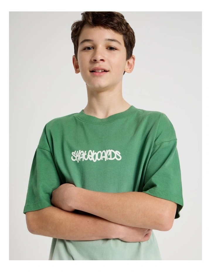 The Edit Short Sleeve Print Tee in Ombre Khaki image 3