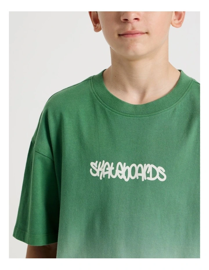 The Edit Short Sleeve Print Tee in Ombre Khaki image 4