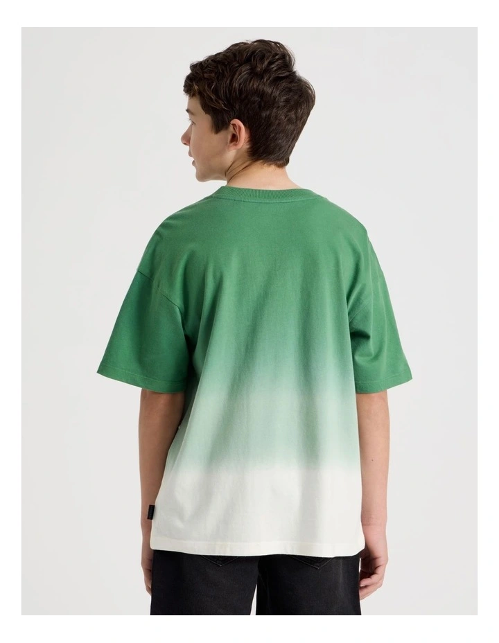 The Edit Short Sleeve Print Tee in Ombre Khaki image 5