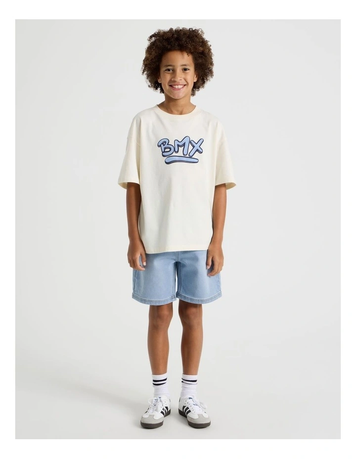 The Edit Short Sleeve Print Tee in Ecru BMX Print image 2