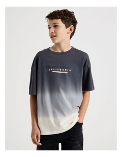 The Edit Short Sleeve Print Tee in Ombre Navy