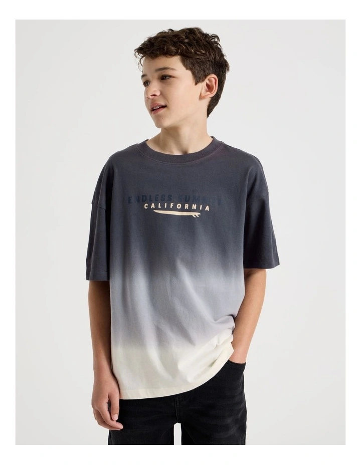 The Edit Short Sleeve Print Tee in Ombre Navy image 1