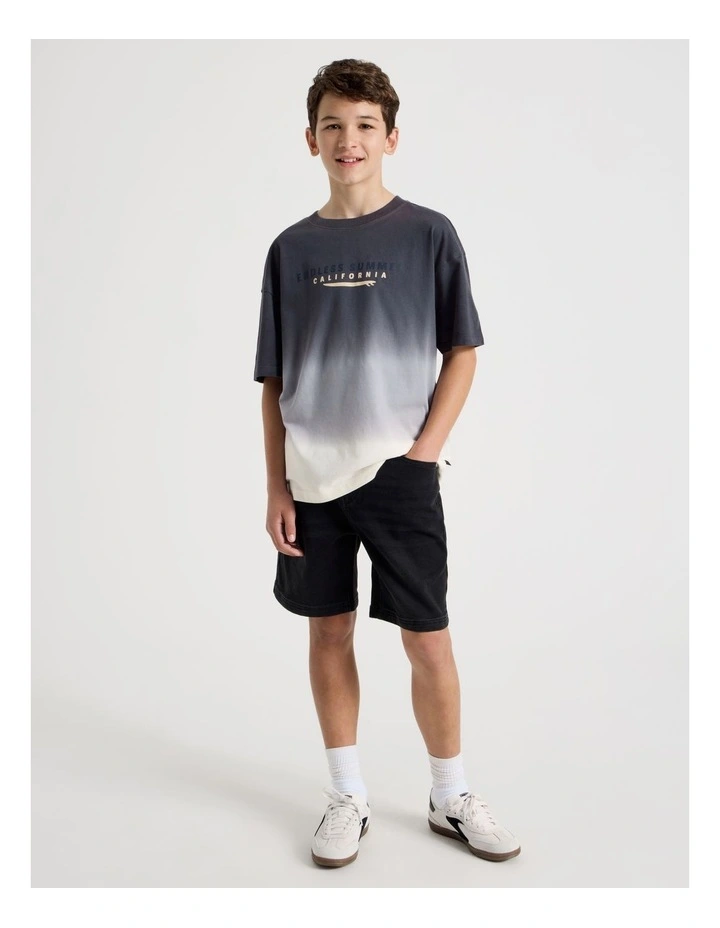 The Edit Short Sleeve Print Tee in Ombre Navy image 2