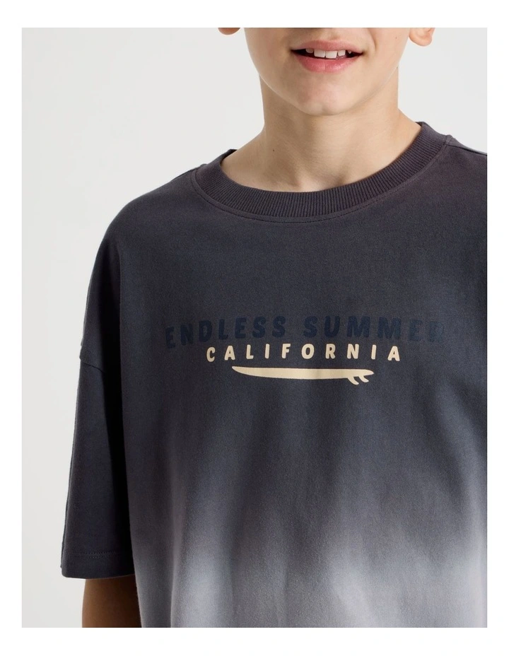 The Edit Short Sleeve Print Tee in Ombre Navy image 3