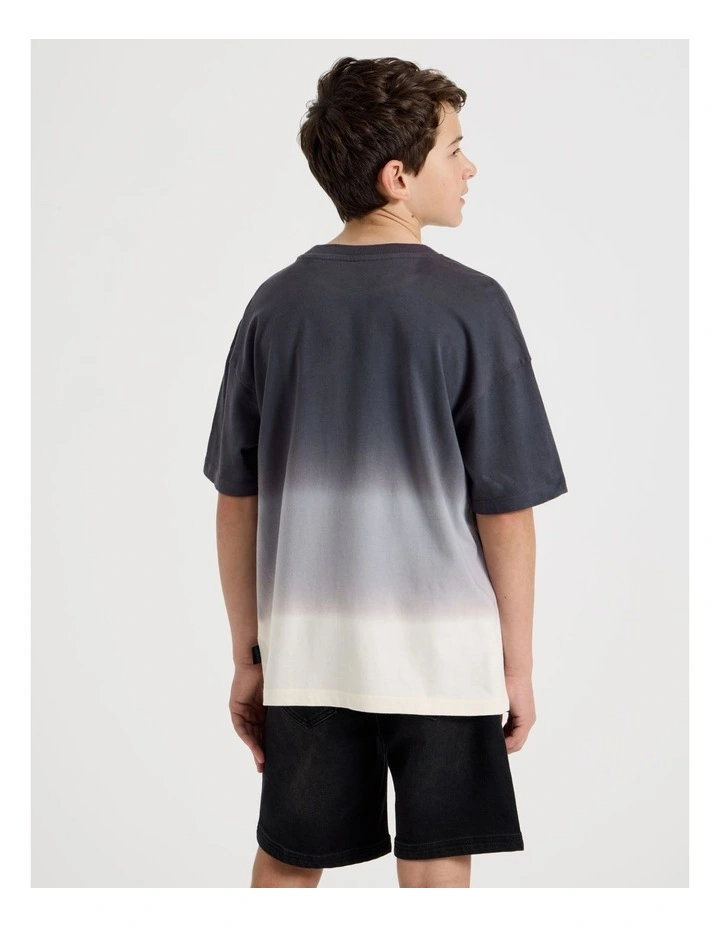 The Edit Short Sleeve Print Tee in Ombre Navy image 4