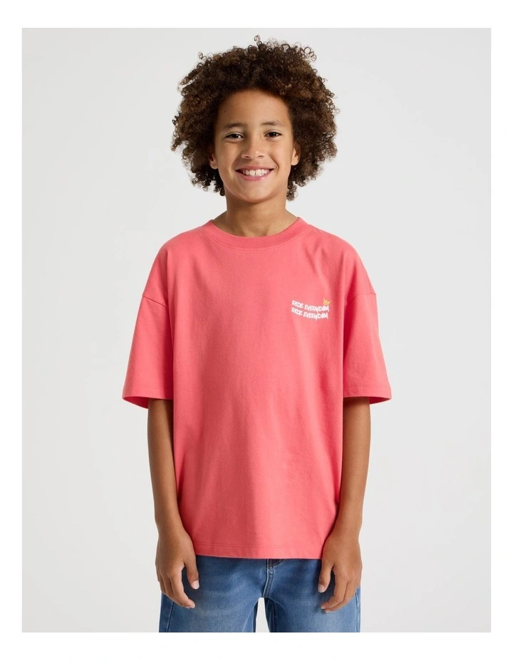 The Edit Short Sleeve Print Tee in Red Skate Print image 1