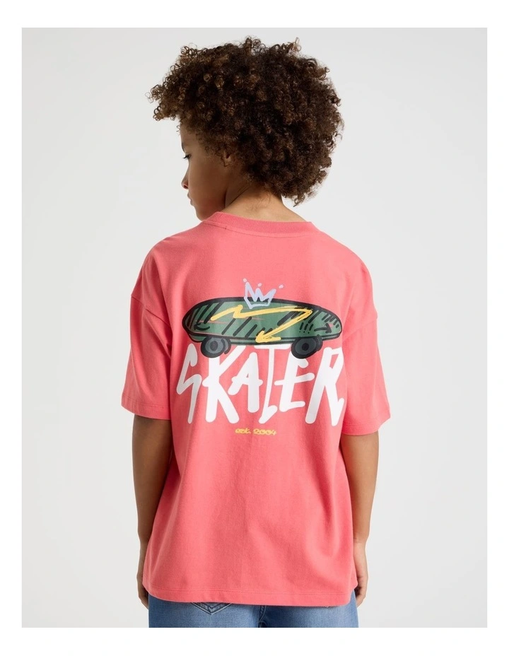The Edit Short Sleeve Print Tee in Red Skate Print image 5
