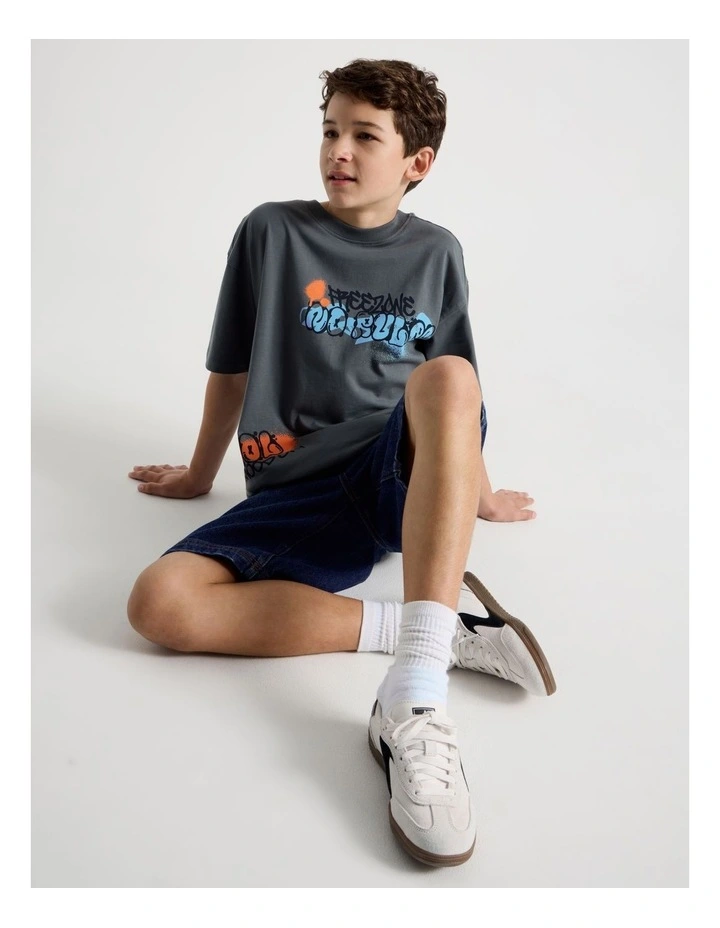 Short Sleeve Graphic Tee in Graffiti/Charcoal image 1