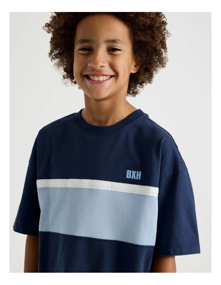 Short Sleeve Splice Tee in Navy image 1