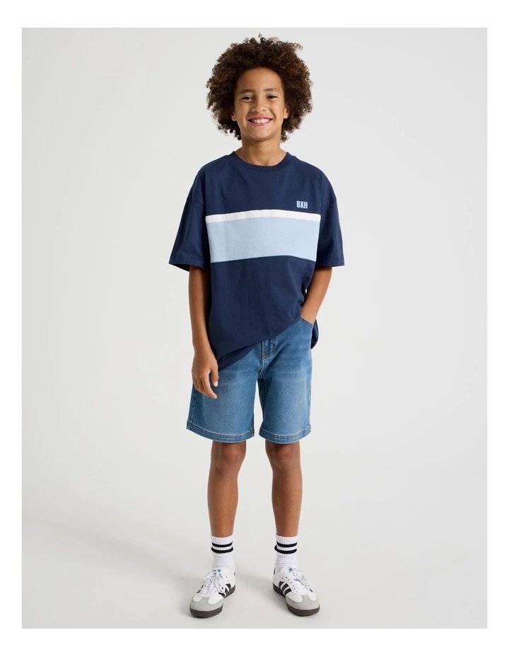 Short Sleeve Splice Tee in Navy image 2
